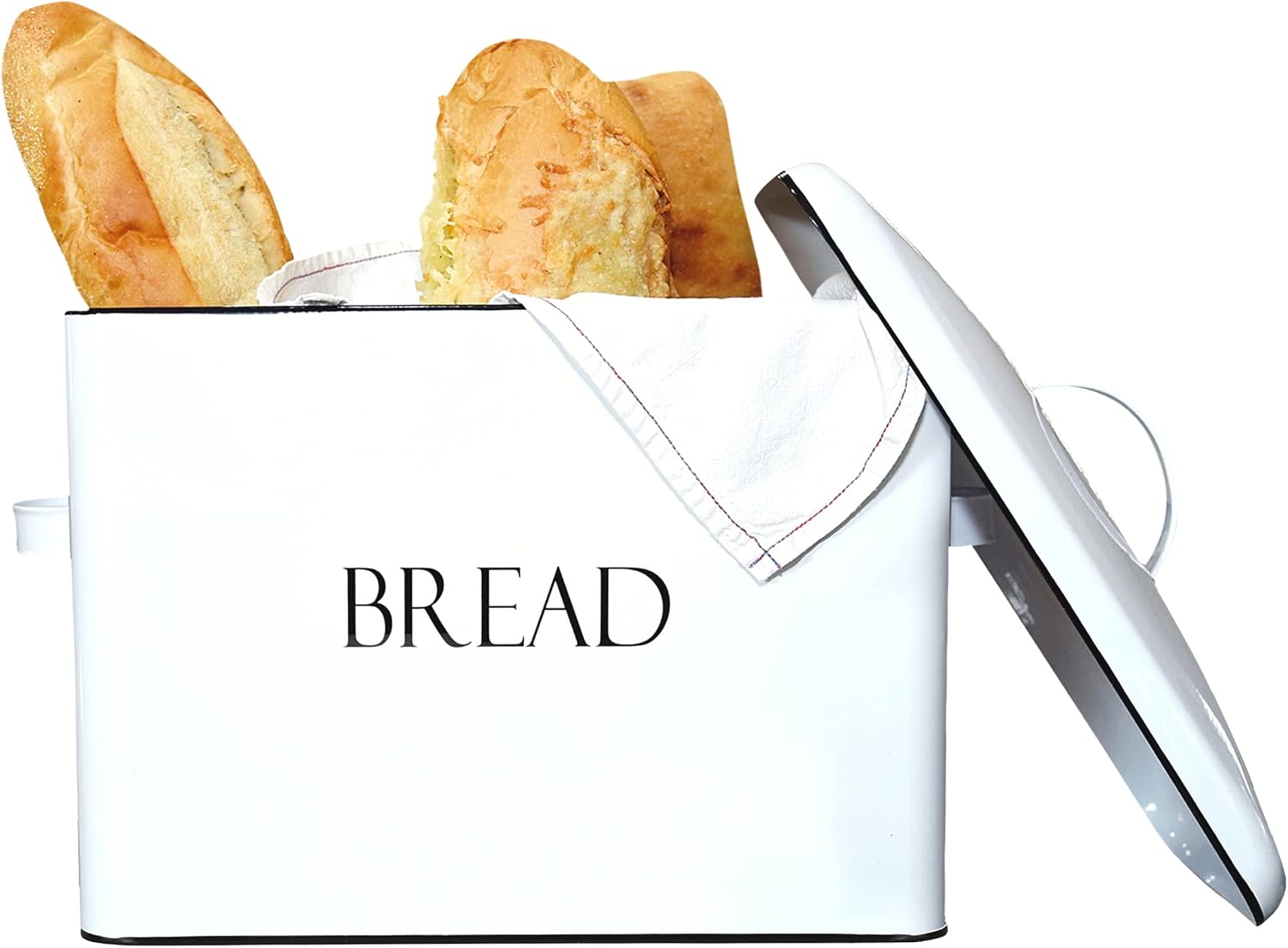 OUTSHINE Farmhouse Extra Large Bread Box for Kitchen Countertop | White Bread Box with Fitted Lid | Vintage Bread Storage Container for Kitchen | Best Farmhouse Bread Box Countertop Gift