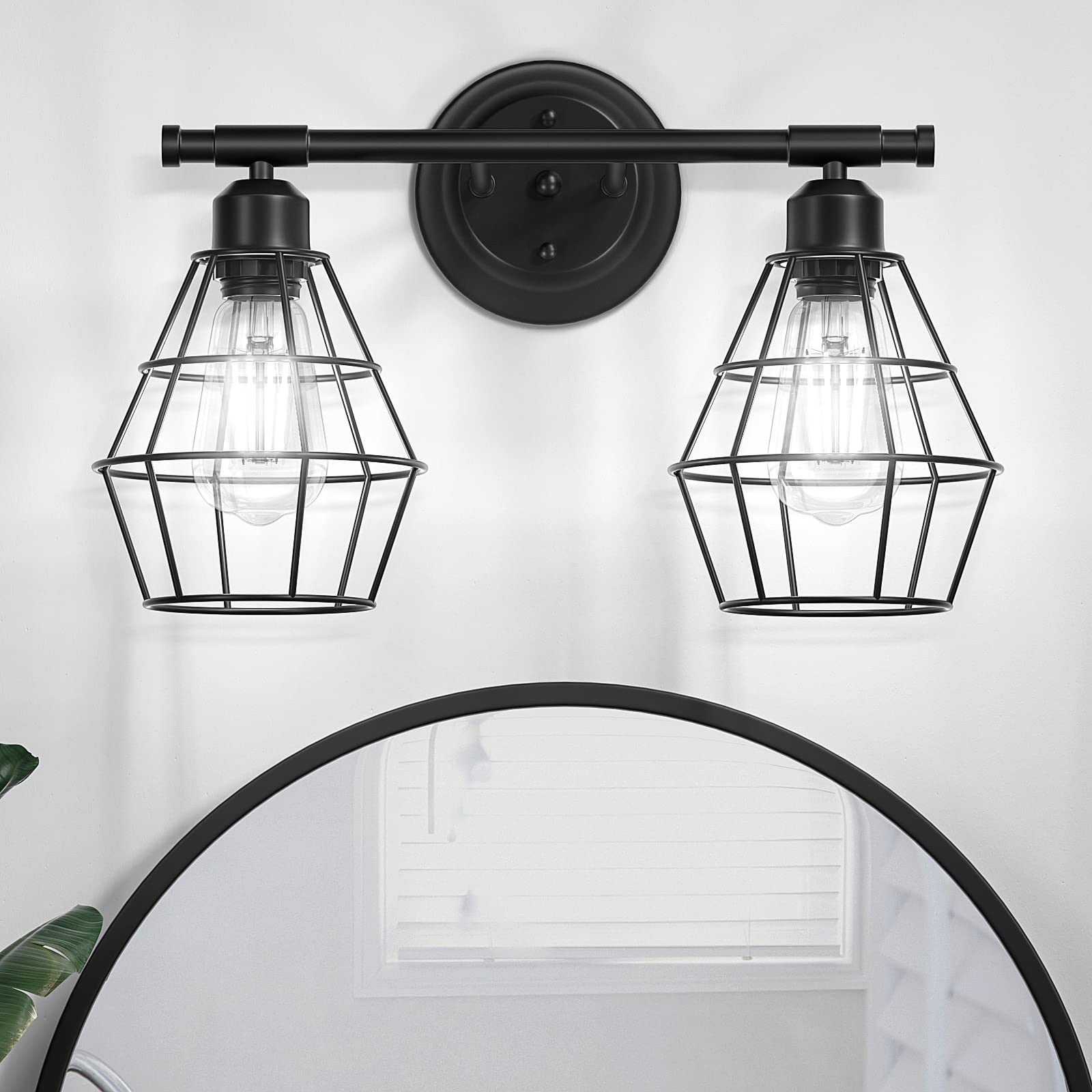 Buy Elibbren Farmhouse Rustic Style E26 Base Metal Matte Black ...