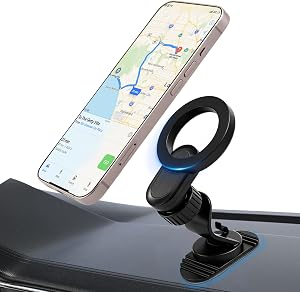 Magnetic Car Phone Holder | 360° Rotatable Dashboard Mount with Strong Adhesive Base, Compatible with MagSafe iPhone 17/16/15/14/13/12