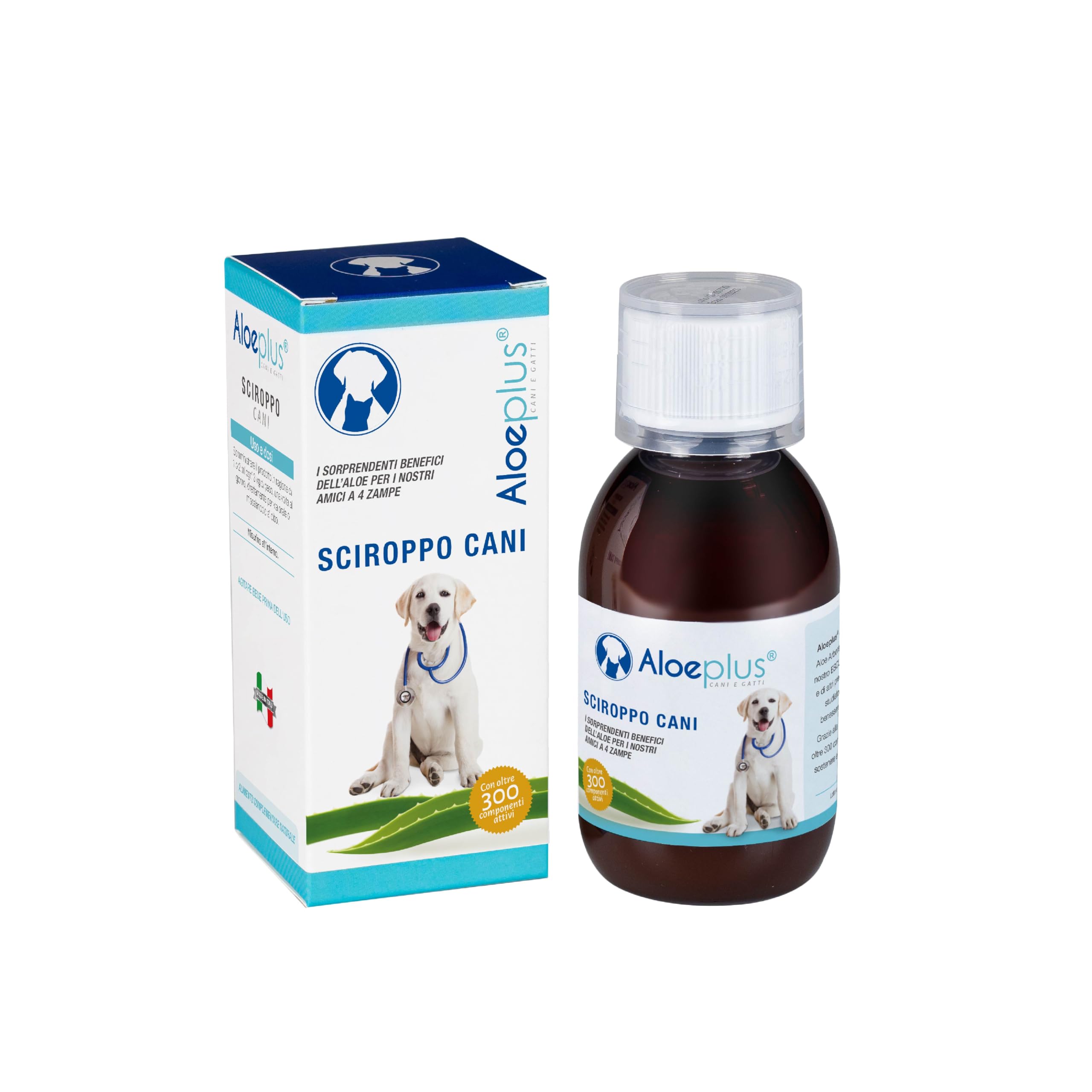 ALOEPLUS Chiens Sirop 150ml - Complément Alimentaire Énergétique et Détoxifiant à Base d'Aloe Arborescens Bio, Renforce Les Défenses Naturelles, Idéal comme Revitalisant pour Chiens Âgés et Chiots