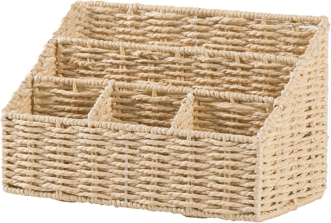 Imitation Rattan Basket, Storage Box, Desktop Organizer,Woven Basket, for CoffeeTable, Bar