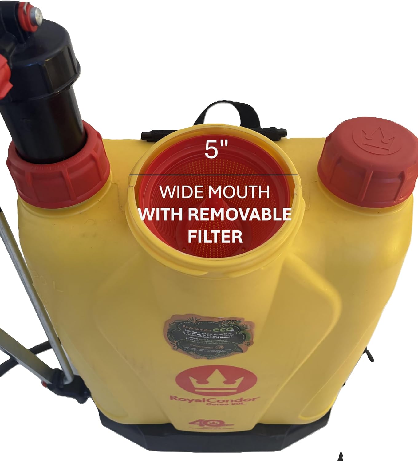 RoyalCondor Ceres 5.2 Gallon (20L) High Capacity Backpack Sprayer - Heavy-Duty Manual Pump Sprayer with Ambidextrous Lever