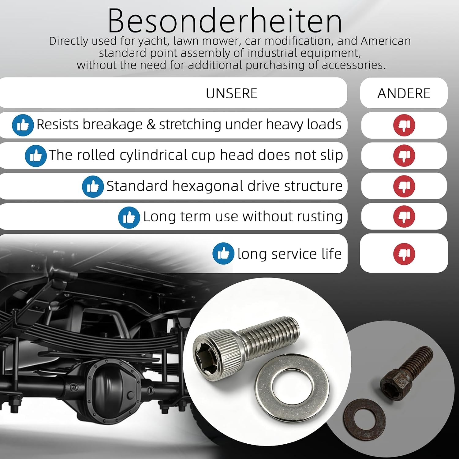 304 Stainless Steel SBC Exhaust Header Bolts Kit, 3/8-16 x 1 Inch Hex Socket Head Fasteners Compatible with Chevrolet Small Block V8 265 283 305 307 327 350 383 400, LT1 LT4 TPI TBI Vortec 5.0L 5.7L,