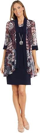 2PC Geometric Pattern Puff Print Mesh Jacket & Dress