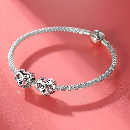 Miniatura 2 de Abalorios de piedra natal de octubre de plata esterlina 925 para pulsera, collar, día de la madre (octubre)