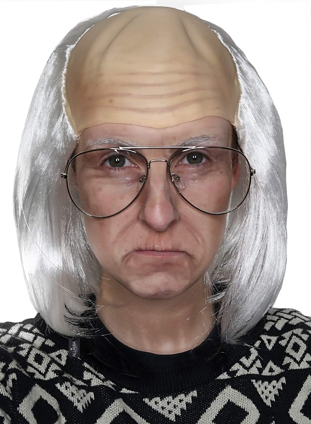 Old Man Wig - White Bald Cap Wigs Ben Franklin Einstein Costume
