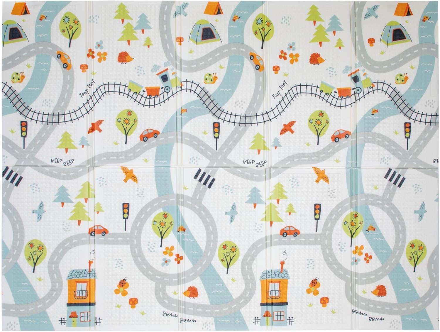 Nuby Alfombra de Juego Plegable Reversible, fácil de Limpiar, Reversible, Impermeable, Adecuada Desde el Nacimiento (Carretera)