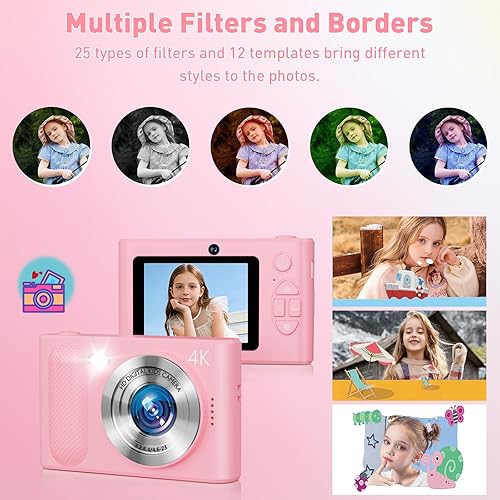 Miniatura 6 de Cámara digital, cámara digital barata de 48 MP, cámaras digitales de apuntar y disparar 1080P con doble lente, luz de relleno y tarjeta SD de 32 GB,