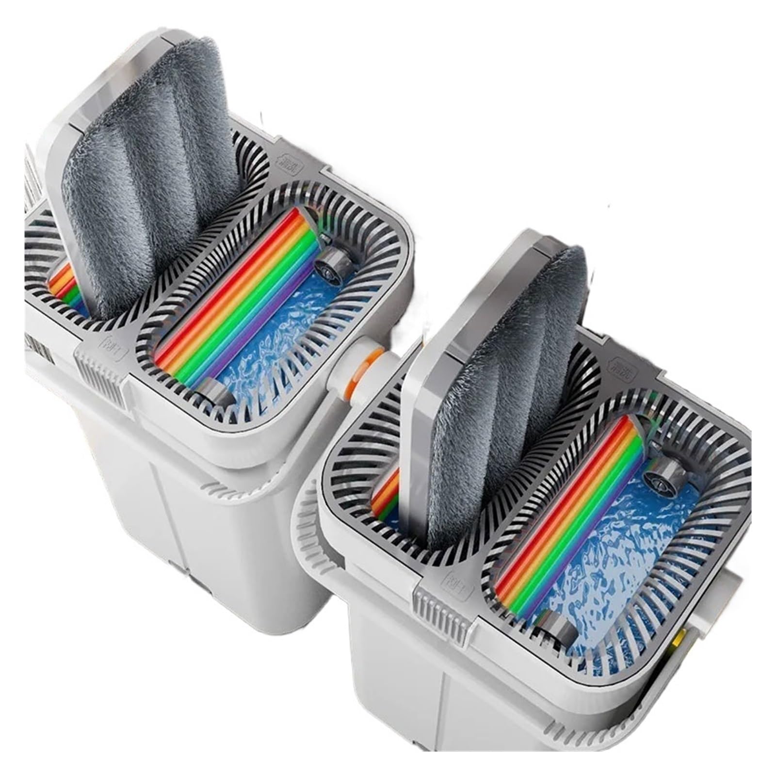 Juego de trapeador y cubo grande de 40 cm con manos libres for piso plano, trapeador de microfibra giratorio de 360 ​​grados, autoescurrible con cubo, limpieza fácil con manos libres(40CM-only 5 Rags)
