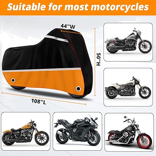 Miniatura 2 de Funda para motocicleta, impermeable para todas las estaciones, para exteriores, con empalme de línea inclinada, XXL, se adapta a Harley Davidson de