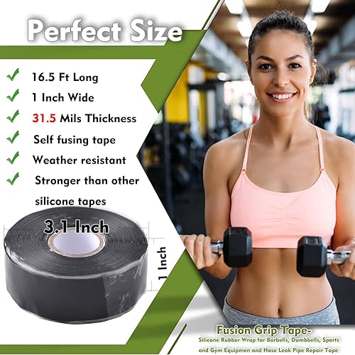 Miniatura 2 de APORNI Cinta de agarre de silicona para sellado, envoltura de goma para asas, barras de dominadas, mancuernas, equipos deportivos y de gimnasio,
