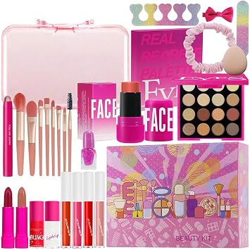 Makeup Kit | 26 Pieces Beauty Cosmetic Makeup Collection | Waterproof Cosmetic Kit for Travel, Theater, Wedding, Photography, Stage