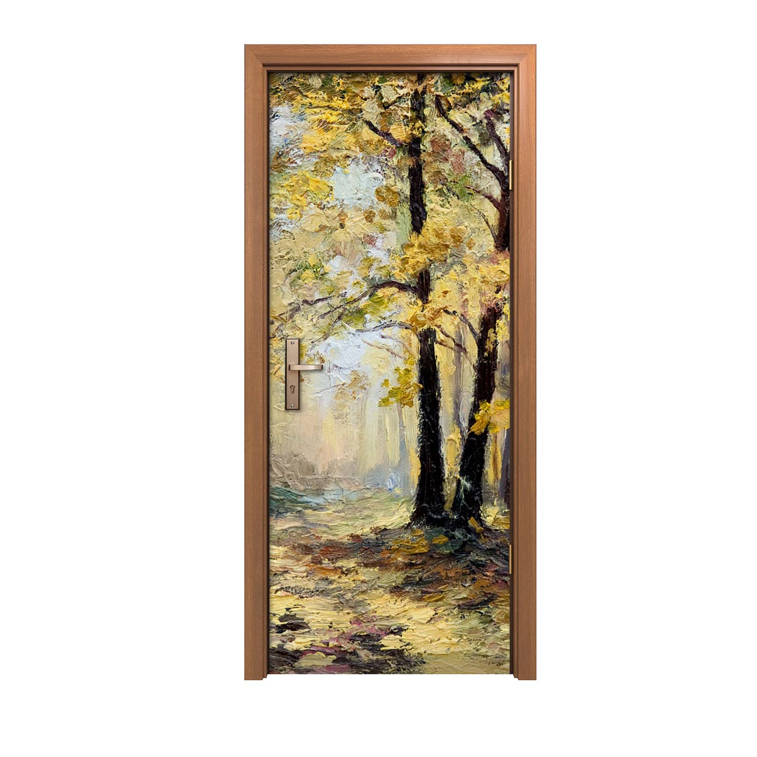 Autocollant de porte 80x200cm forêt d'automne pour décoration murale