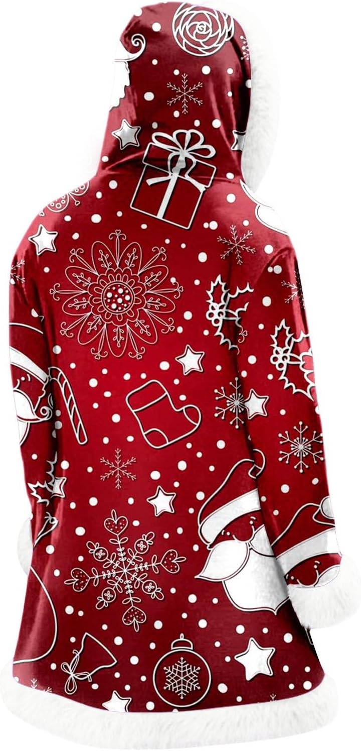 Christmas Cardigan Santa Jacket Coat for Men Hoodies Costume Faux Fur Trim Warm Fashion Claus Adult Suit Outfit