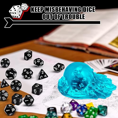 Miniatura 6 de Dice Cárcel - Cubo gelatinoso para dados de resina de prisión, jaula de dados translúcida para almacenamiento de dados, soporte de dados, accesorio