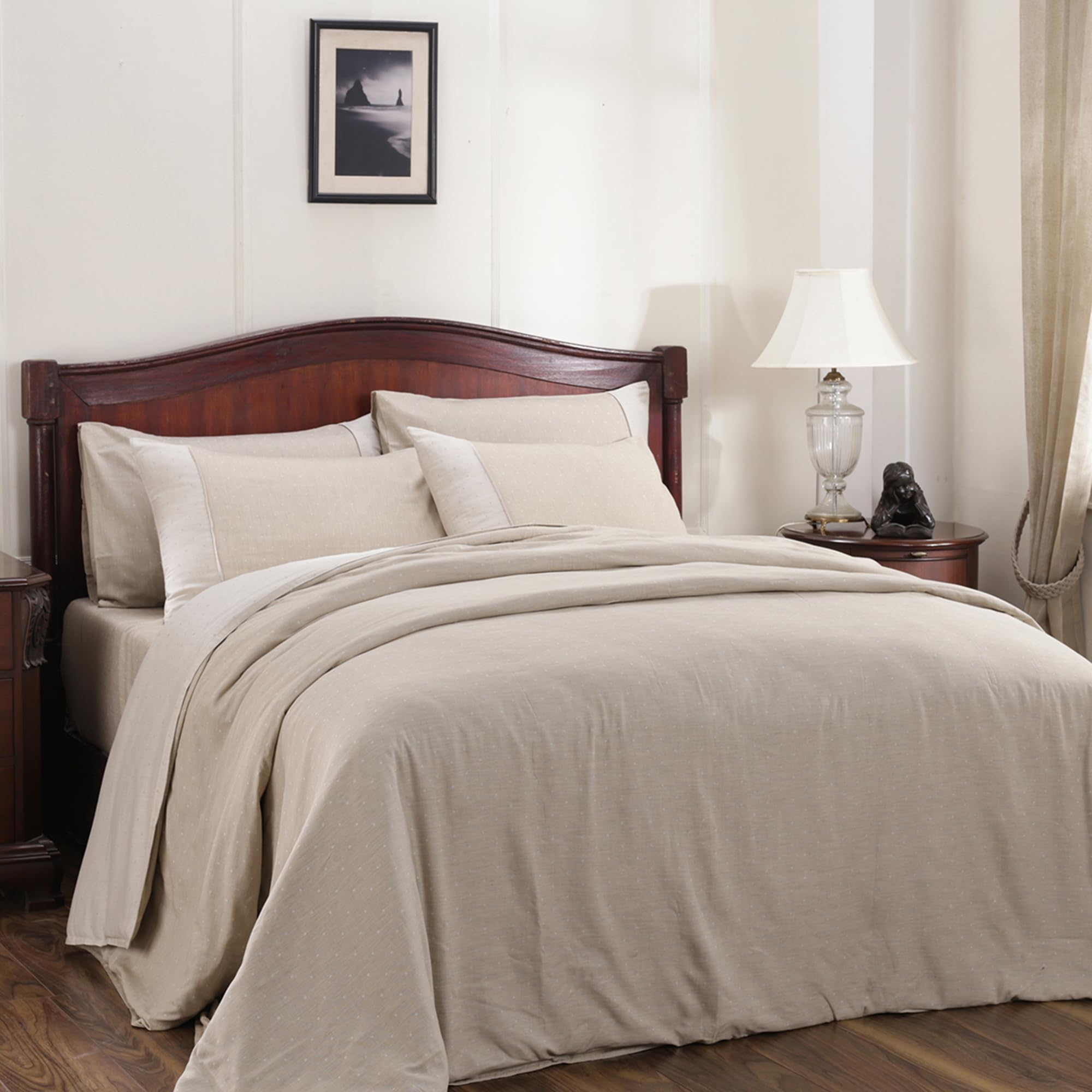 maspar Muted Dot Made with Egyptian Cotton Ultra Soft Reversible Duvet Cover with 2 Pillow Case, Quilt, Comforter, Blanket, Dohar, 228 x 275 cm, King, Beige-image-15