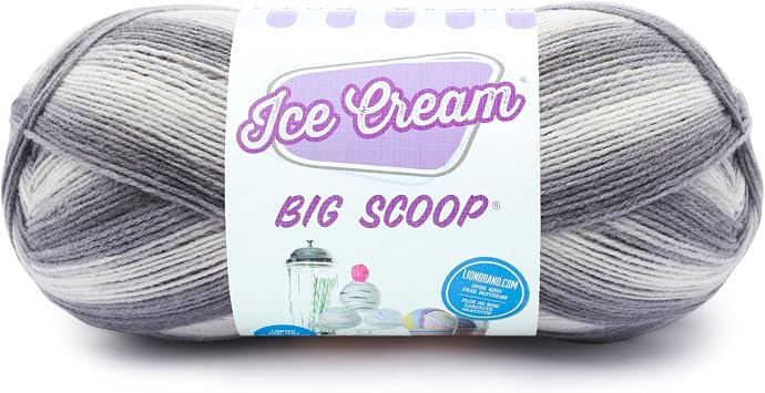 Lion Brand Yarn Ice Cream Big Scoop Yarn, Cookies & Cream, 3351 Foot Pack of 1