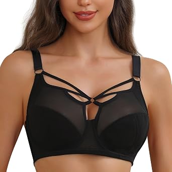 sheroine Lace Underwire Sexy Strappy Bra Plus Size See Through Unlined Full Coverage Bras