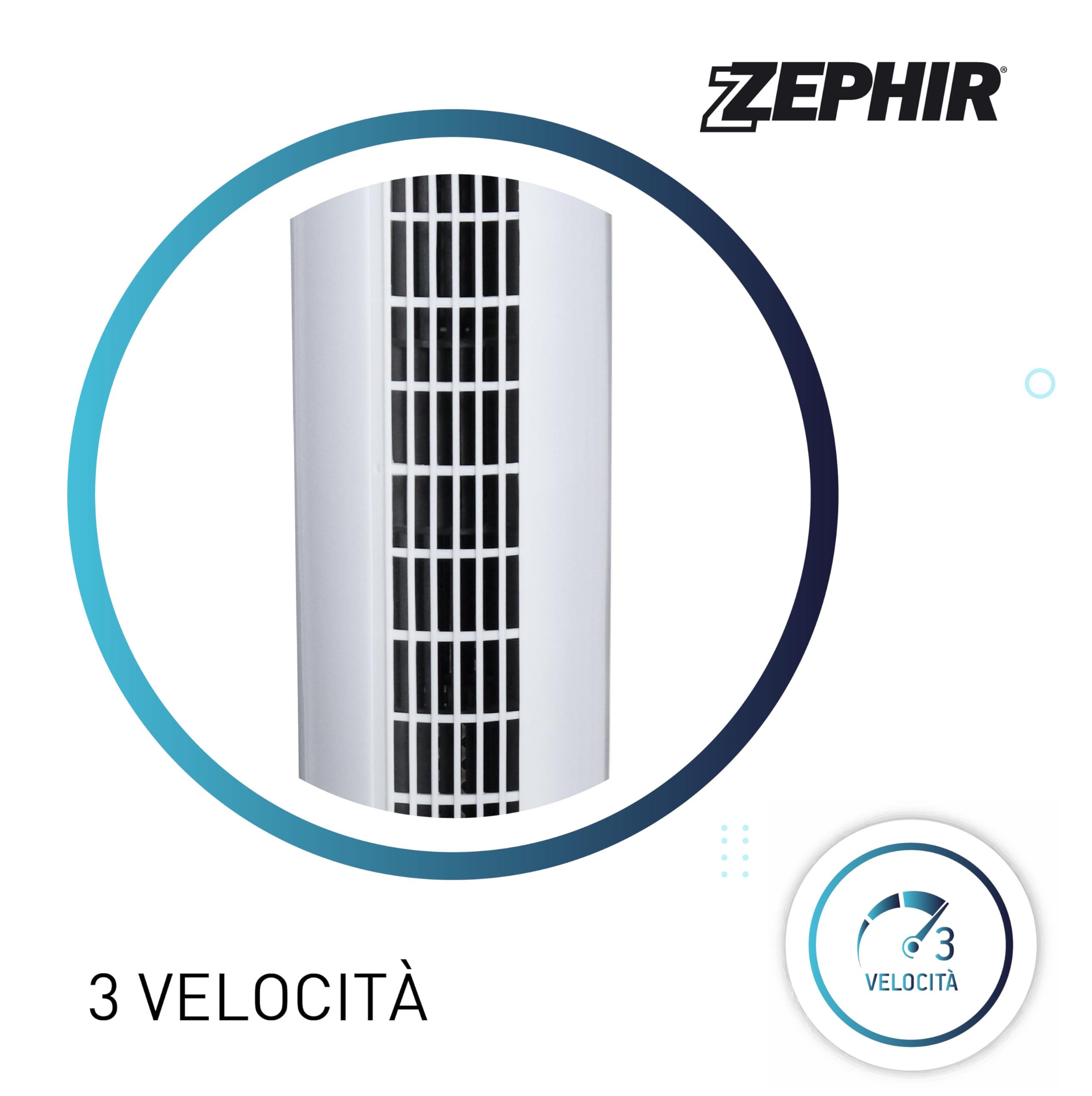 Zephir Ventilatore Torre Timer 3VEL H80CM OSC
