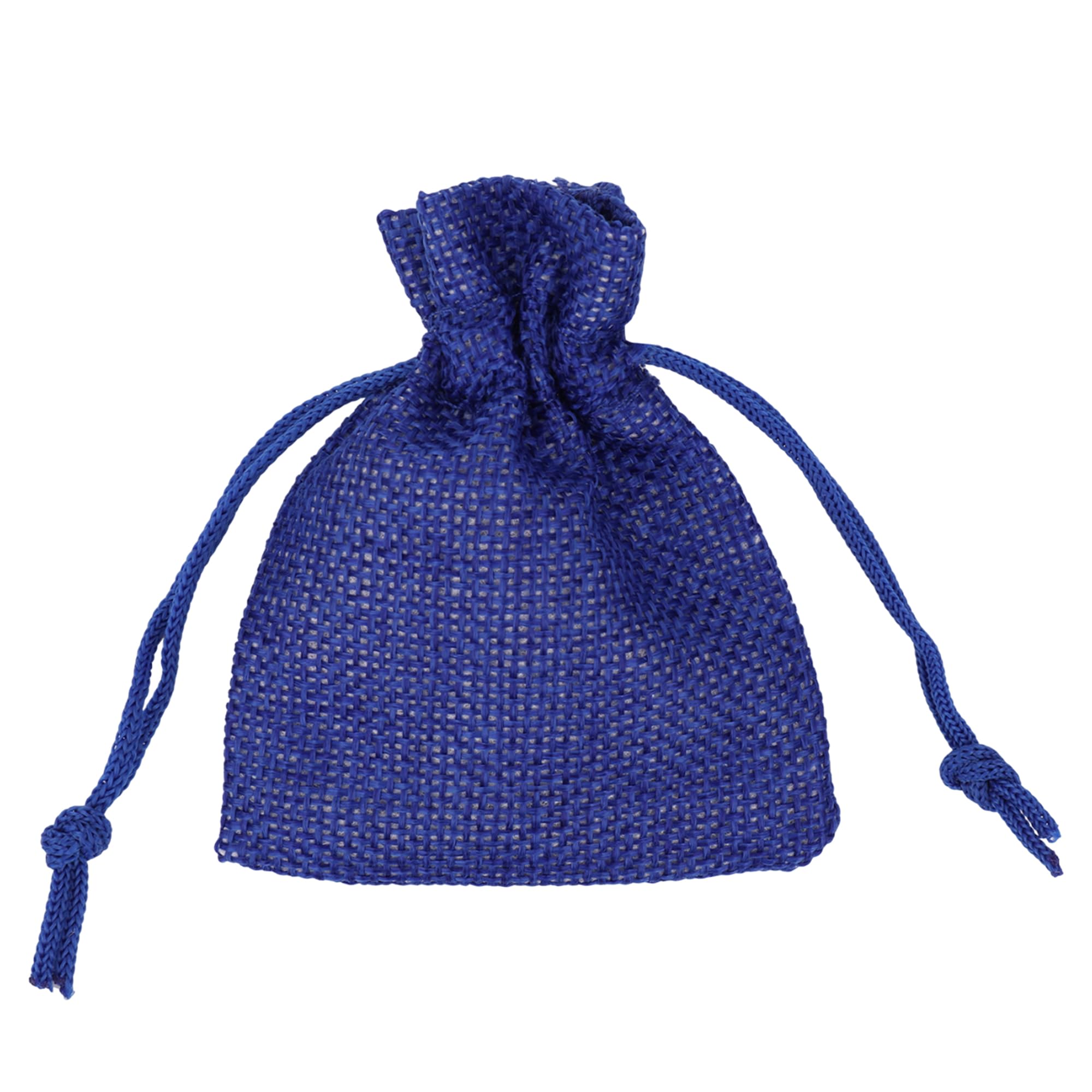 Trimming Shop 50pcs Blue Mini Drawstring Hessian Burlap Bags 7cm x 9cm Small Reusable Gift Pouches for Wedding Favours, Jewellery, Birthday, Christmas, Anniversary & Festival Parties