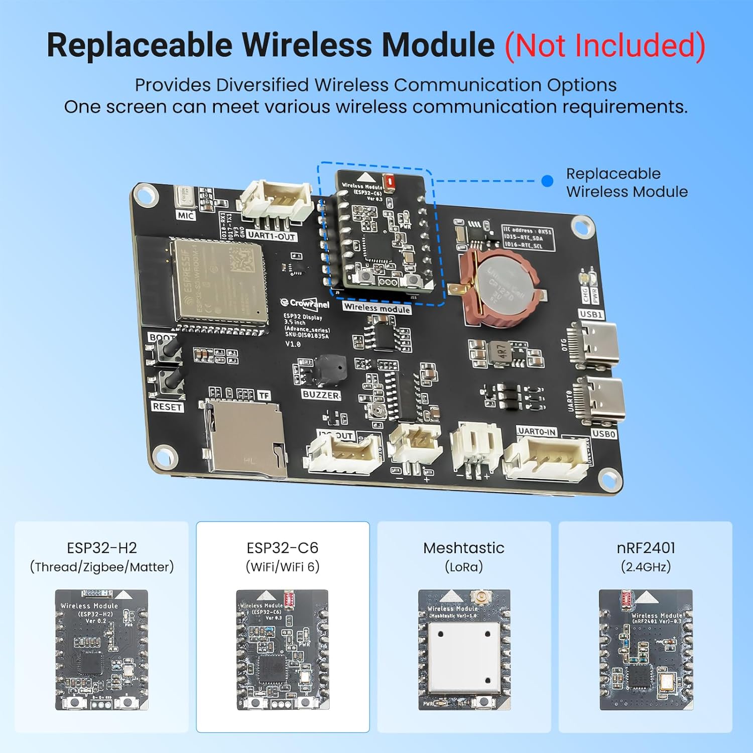 ELECROW ESP32 Display 480×320, 3.5" HMI Advanced ESP32 IPS Touch Display, Support AI Speech Interaction, 32-Bit LX7 Dual-Core Processor, Up to 240MHz, Compatible with Arduino, ESP-IDF and LVGL
