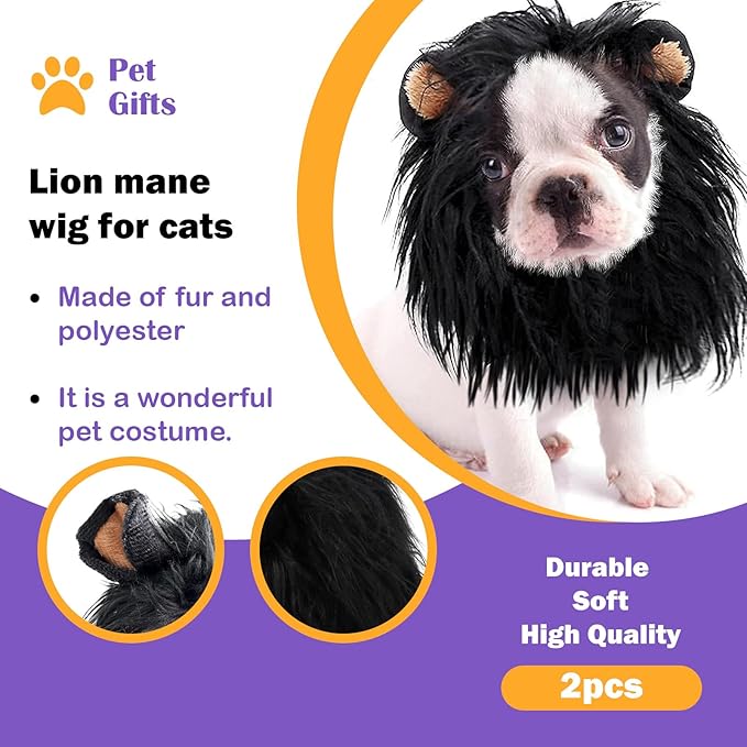 Pack de 2 Pelucas de Melena de León para Gatos y Perros Pequeños - Disfraz miniatura 3