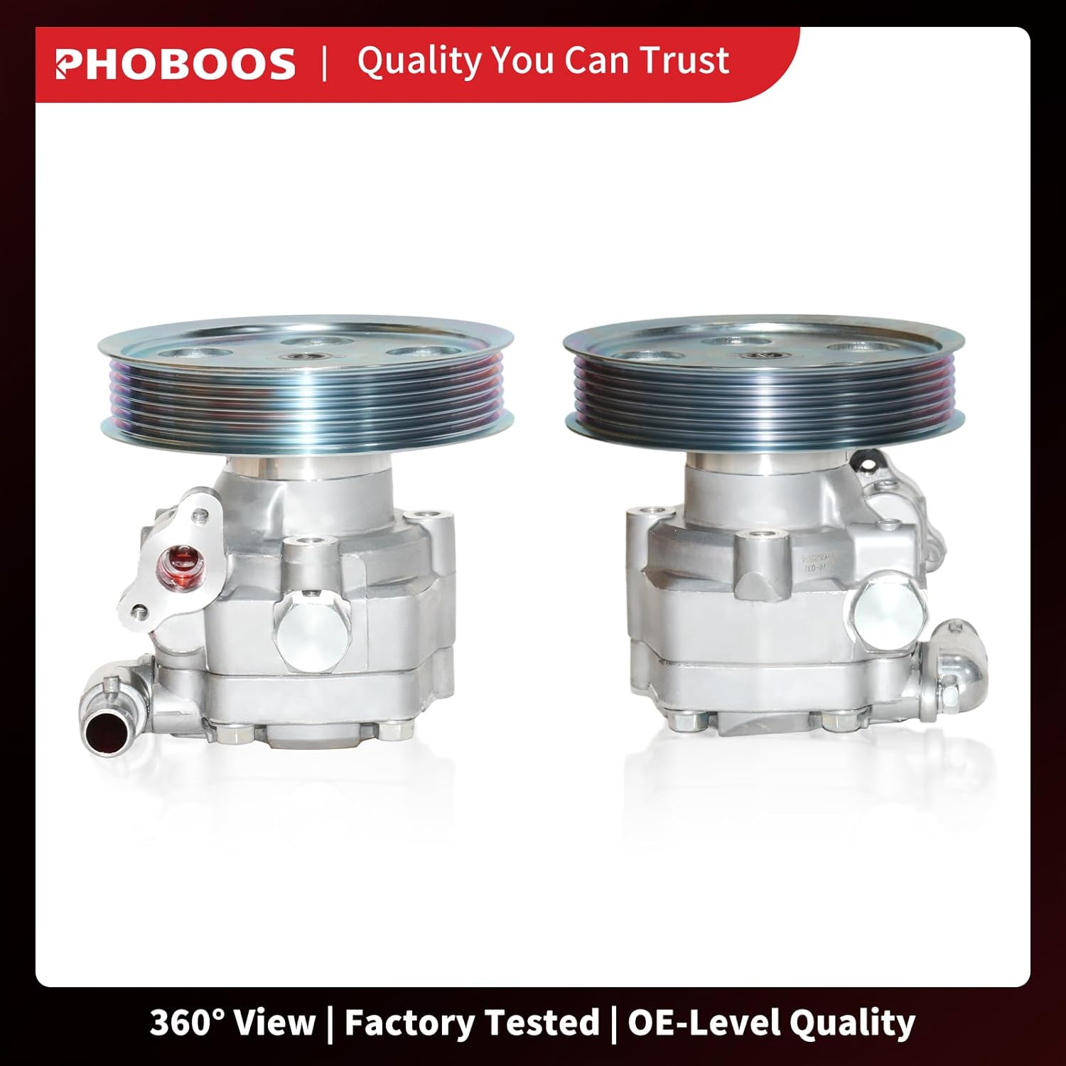 PHOBOOS Power Steering Pump Compatible with Audi A4/A4 Quattro 2009-2012, A5/A5 Quattro 2010-2012, with Outlet & Pulley, Smooth Steering, Low Noise, High Durability, Ref. 96-515