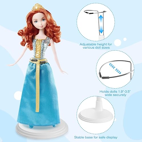 Miniatura 5 de Doll Stand, 4Pcs Plastic Doll Stands for 12 to 18 inch Dolls or Action Figures, Adjustable Dolls Display Holder Up to 1.5 LBS, Waist 1.9" - 3.5"