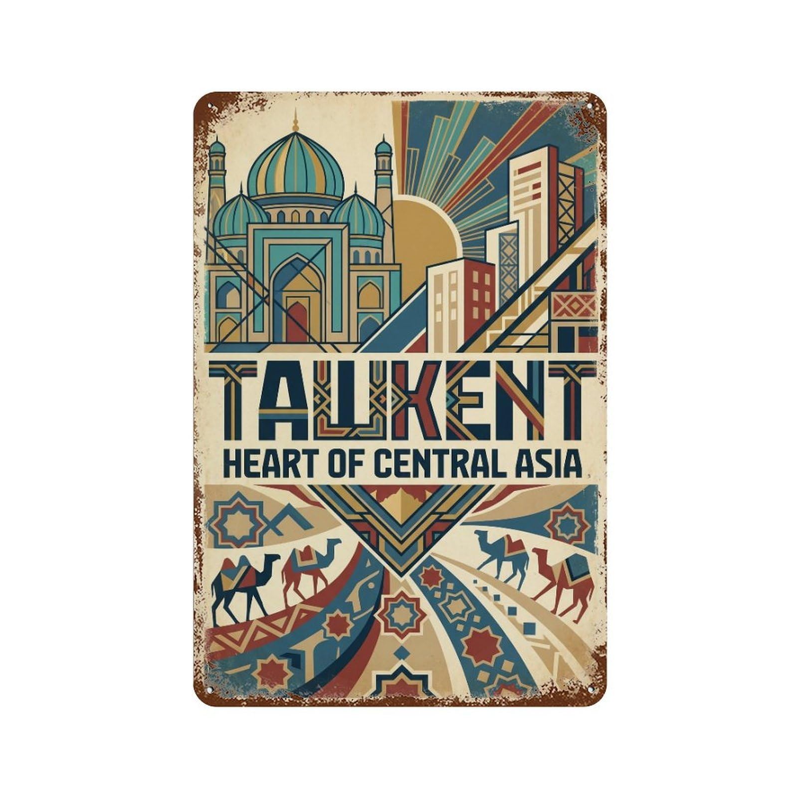 Metal Tin Sign Travel Retro Uzbekistan Tashkent