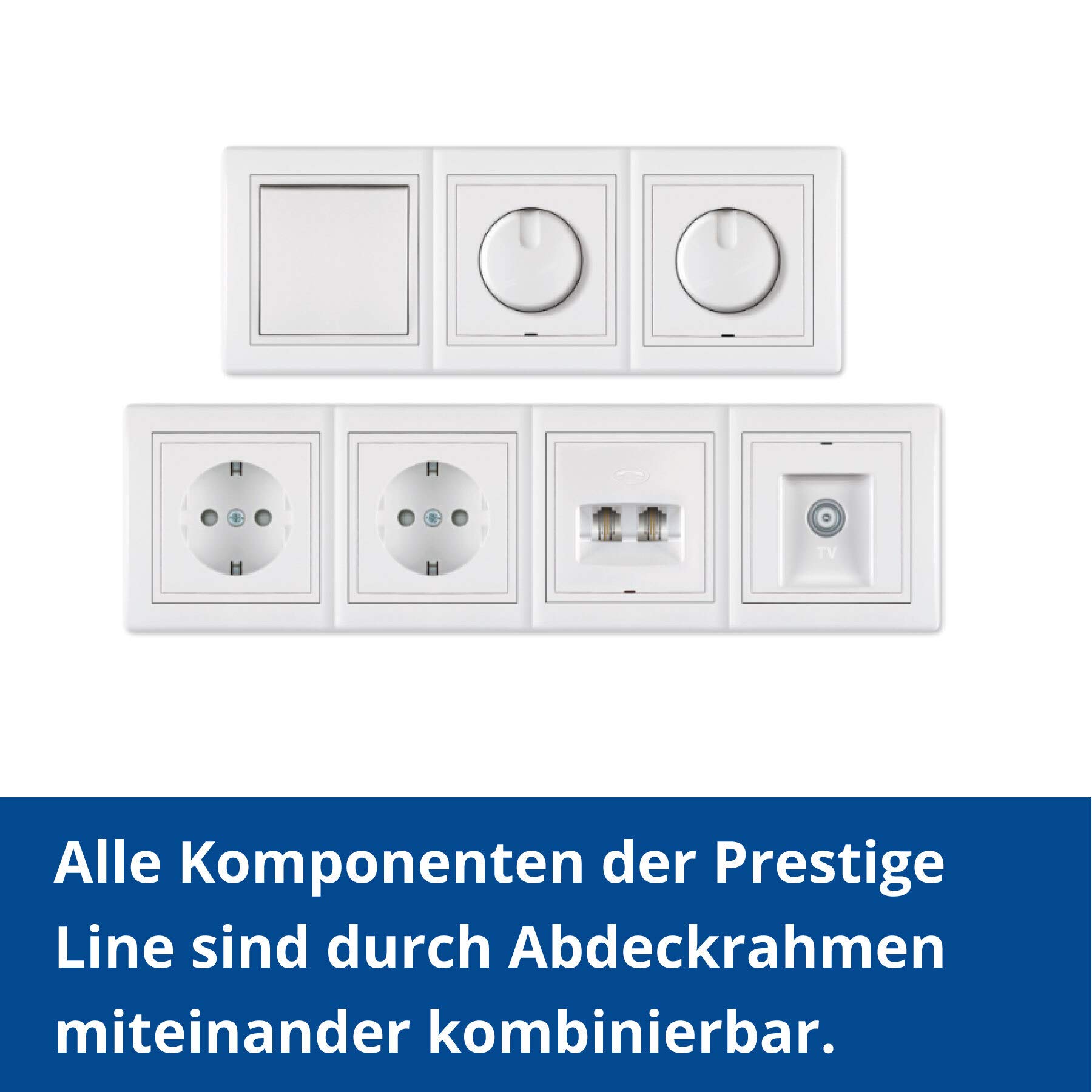 Doppel-Steckdosen 20er-Set - Vorteilspack | 20 x Doppel-Steckdosen inkl. Rahmen (komplett) Weiß (RAL 9003) für die Unterputz Montage | 20-teilig | 16A/250V~ inkl.Rahmen (komplett)