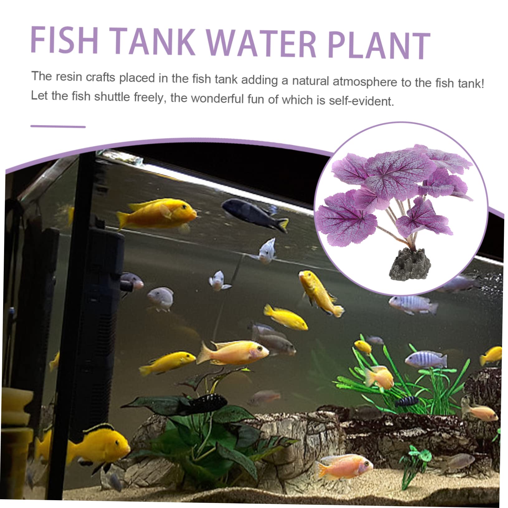 YARNOW 3 Pezzi acquario paesaggistico piante acquatiche piante d'acquario viola finta sott'acqua impianti pianta artificiale da plastica Viola,porpora