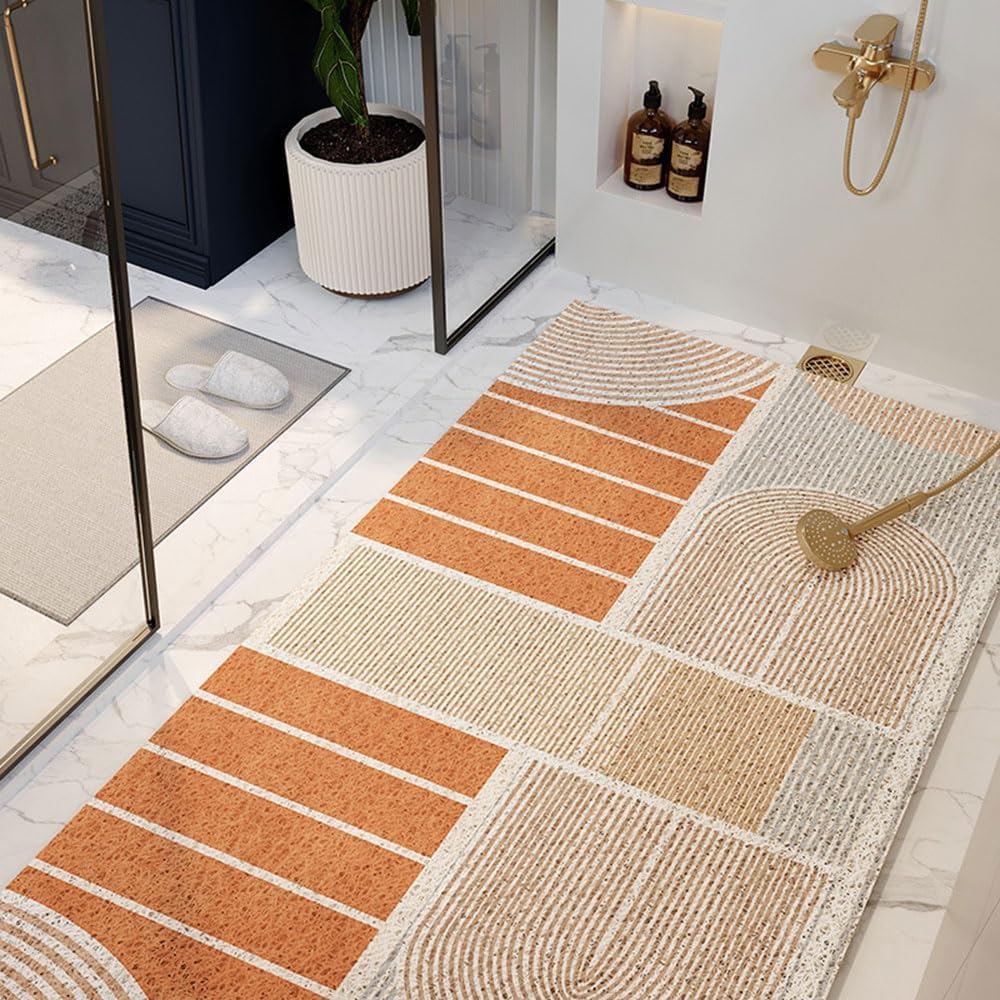 SSDDLZEQ High-end PVC Soft Rubber Loofah Shower Mat(Orange,80x120cm)