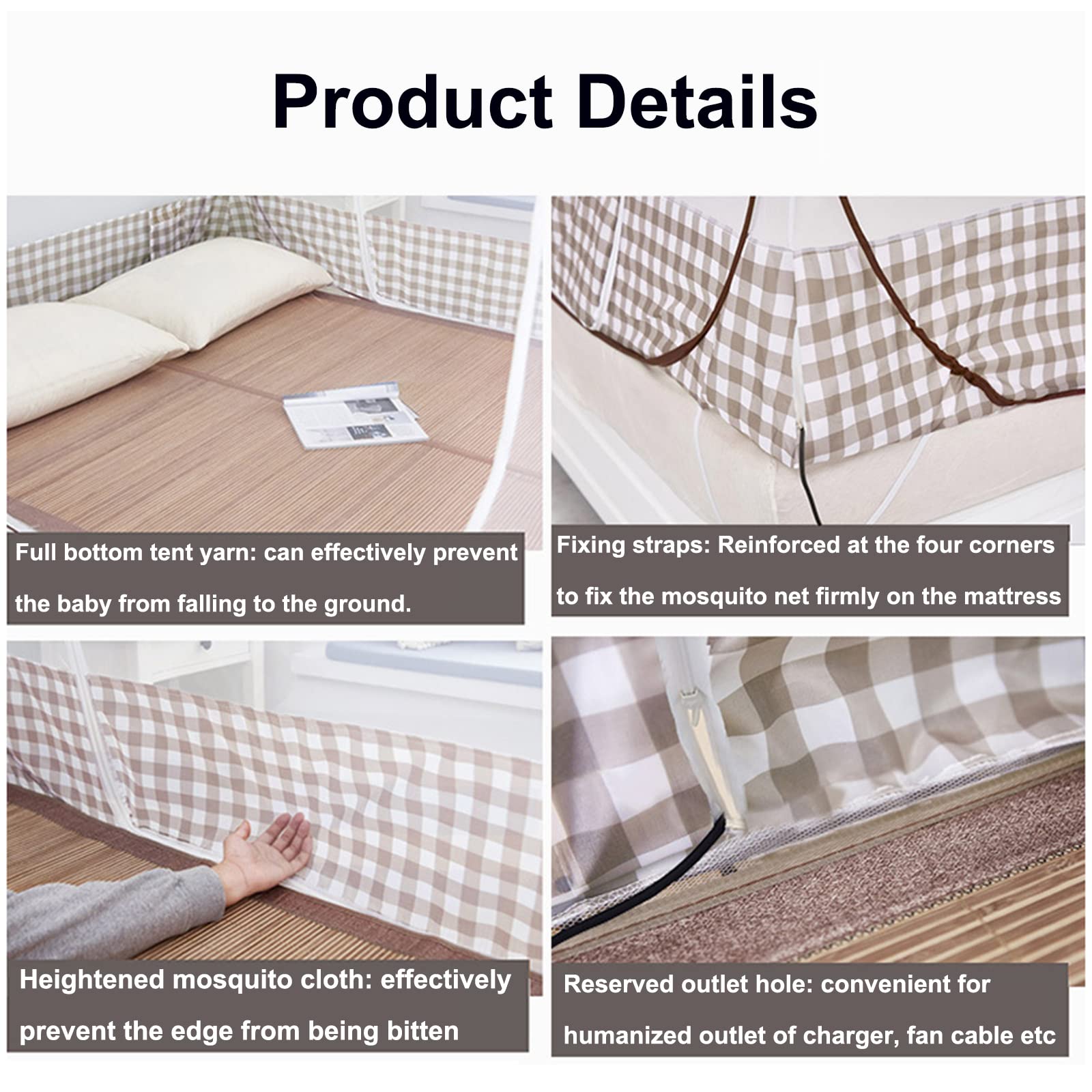 Mosquitera, Dosel para Cama, mosquiteras portátiles de Viaje, Cortina Plegable de Doble Puerta para Acampar con Cremallera de 360° previene eficazmente Moscas, Mosquitos, etc. (Azul, 70,8 x 78,7 x 6