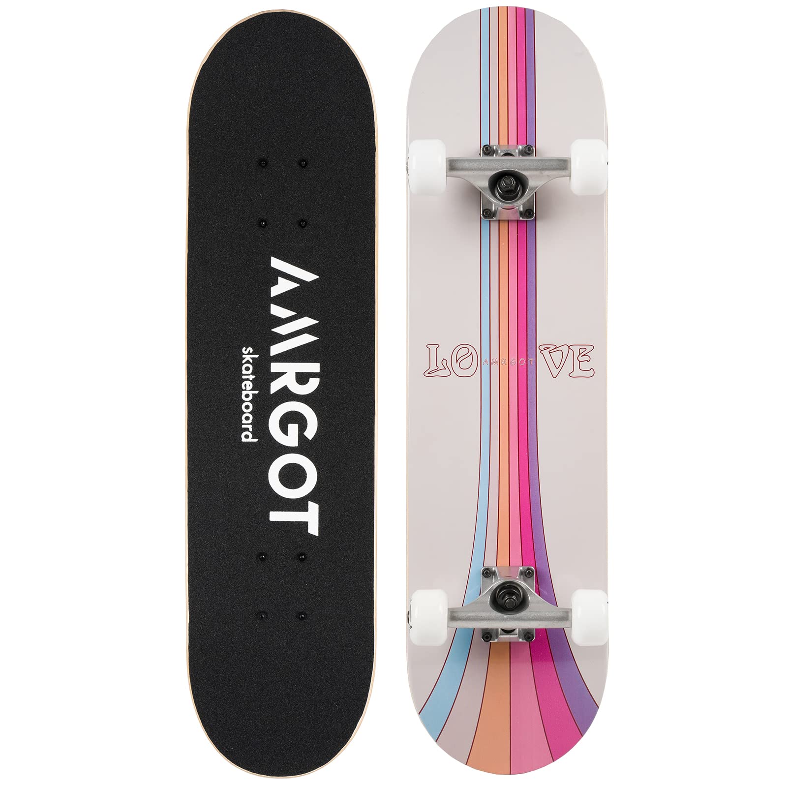 Skateboards for Beginners,31 * 8 Inches Complete Skateboards for Kids,Boys,Girls and Adults,7 Layer Maple Wood,Double Kick Deck Concave Standard and Tricks Skateboard