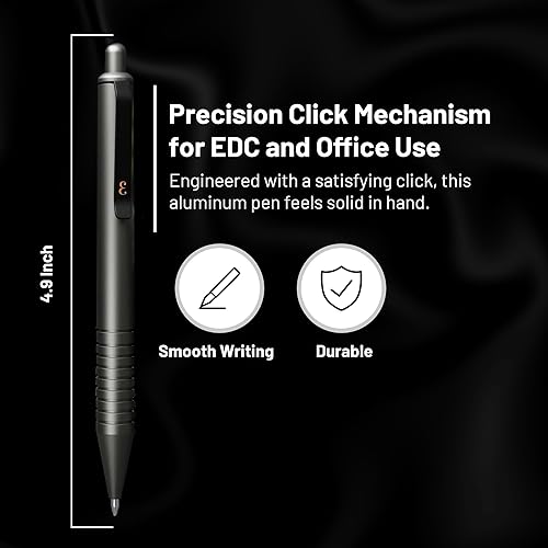 Miniatura 3 de Everyman Grafton Gunmetal Mini Click Recargable de 0.7mm con Bolígrafo de Gel Bolígrafo Compacto de Aluminio con Empuñadura Ranurada Profunda para