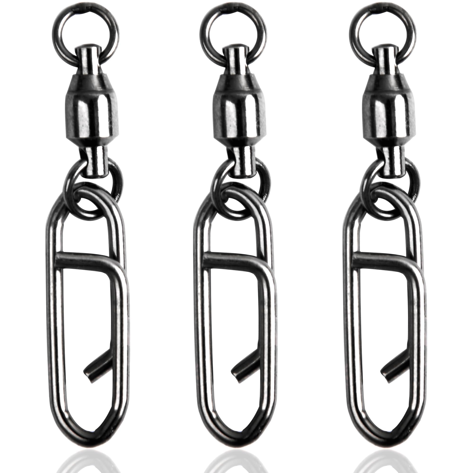 VATEICO 20 Pack Fishing Power Clips Ball Bearing Swivels Fishing Clip Quick Change Snap Swivel Ball Bearing Swivels Freshwater Saltwater Crankbait Popper Lure Connector Tackle