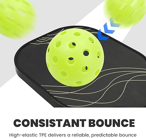 Miniatura 4 de Paquete de 126 pelotas de pickleball  Pelotas de pepinillo al aire libre de 40 agujeros  Pelotas de pickleball duraderas con rebote alto,