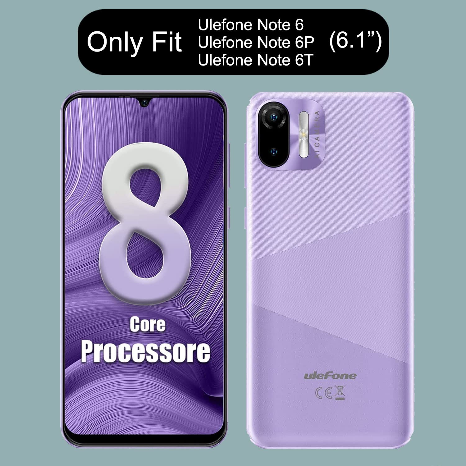 CXKJ Custodia per Ulefone Note 13P (6.5 Pollice) Nero Cover + [2 Pezzi] Pellicola Vetro Temperato, Morbido Silicone Custodie Protettivo TPU Gel Cover Protezione Case - A25