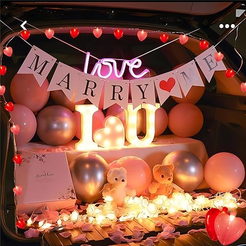 Miniatura 4 de Egcol Luces de corazón rojas y rosas, luces de 8.5 pies para el día de San Valentín con 10 luces de corazón 3D rojas y rosas, tira de luces de