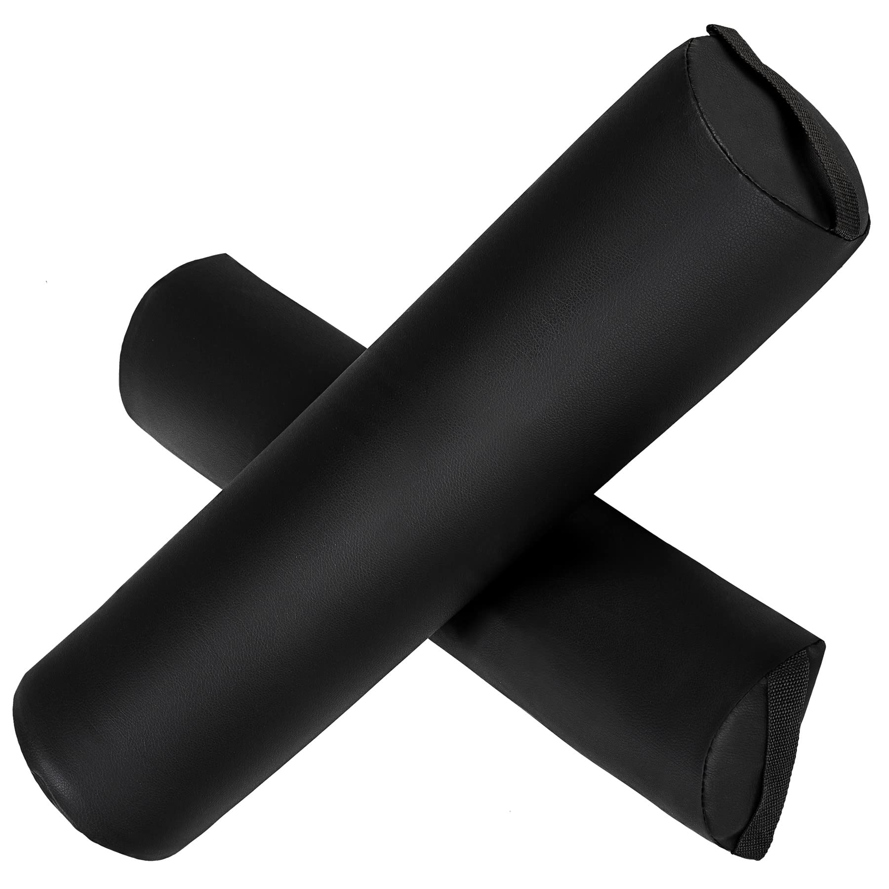 tectake® Massage Roller Set, Incl. 1 Full Foam Roller & 1 Half Roller, Bolster Pillow Set with Faux Leather Covers & Carrying Handles, Ideal Bolster Cushion Set for Massages, Yoga, Pilates - Black