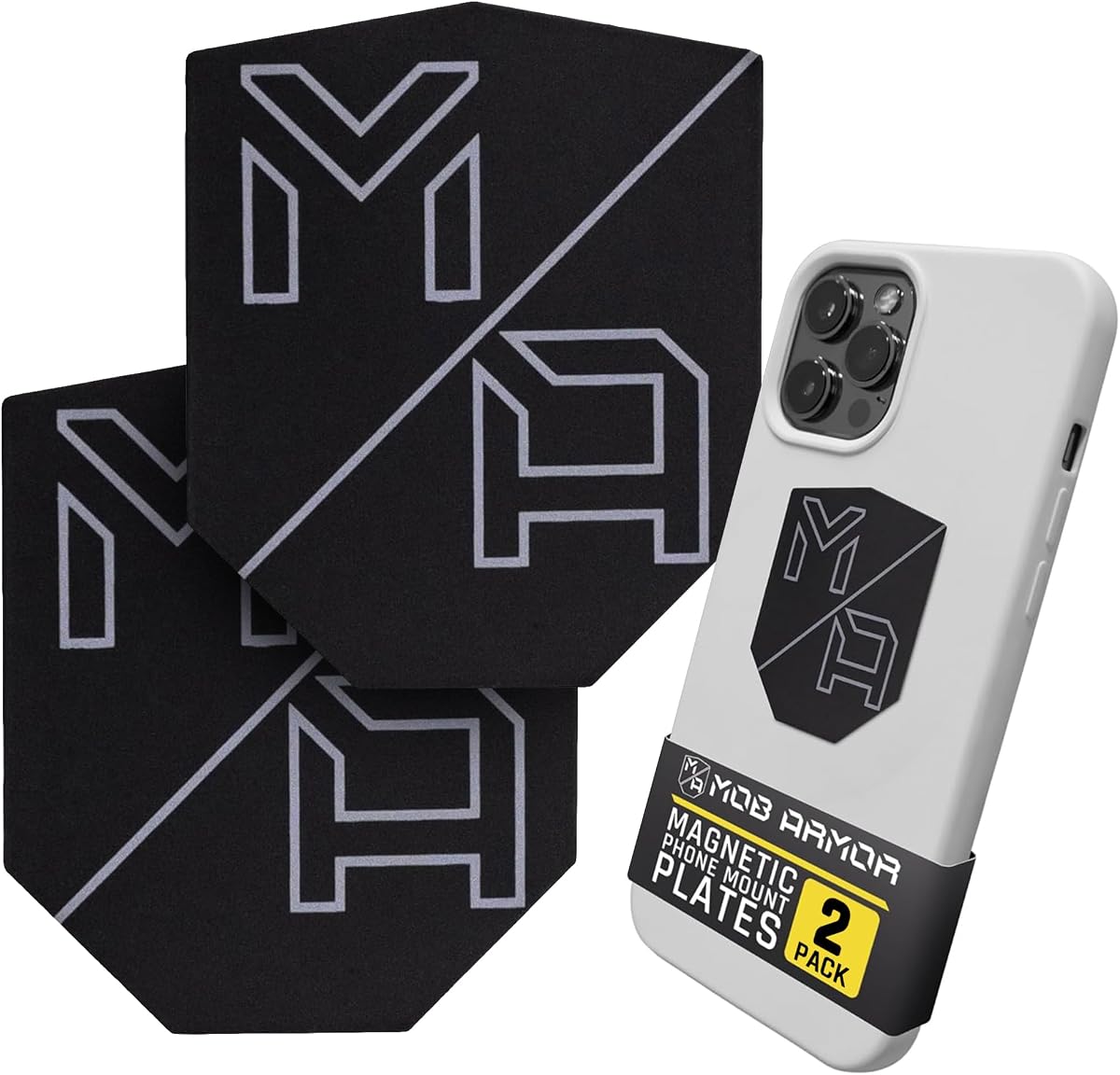 Mob Armor MobNetic Placas de montaje para teléfono, negro (paquete de 2) | Placas de montaje universales para teléfonos inteligentes, compatibles con soportes magnéticos para teléfono de coche Mob, accesorio de vehículo para teléfonos móviles