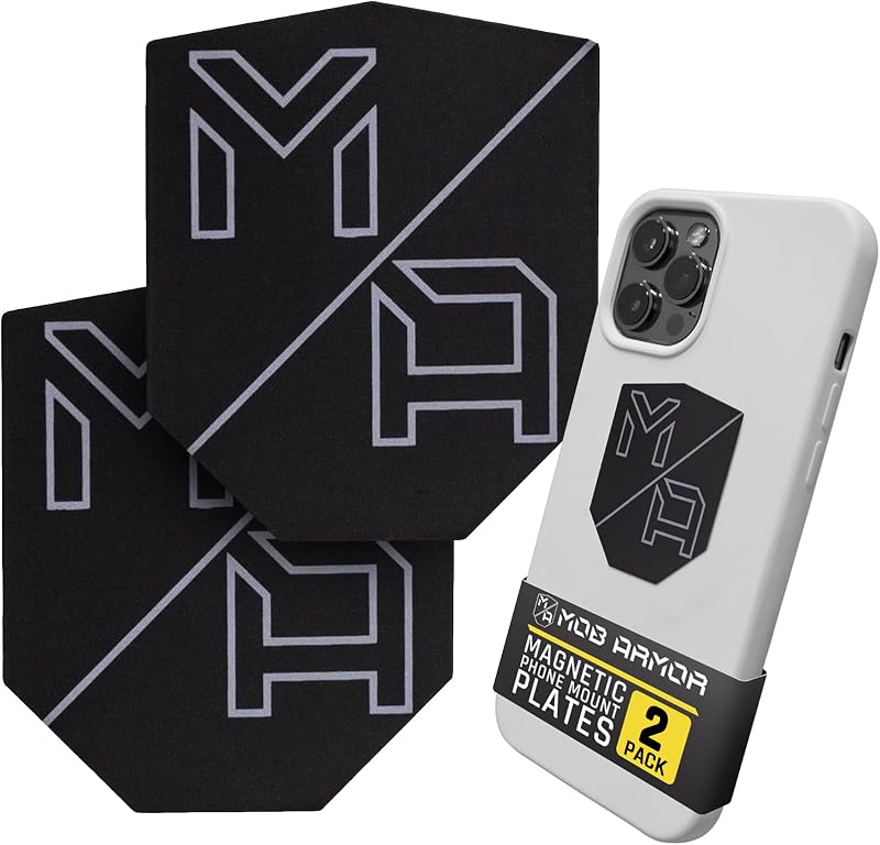 Mob Armor MobNetic Placas de montaje para teléfono, negro (paquete de 2) | Placas de montaje universales para teléfonos inteligentes, compatibles con soportes magnéticos para teléfono de auto Mob, accesorio de vehículo para teléfonos celulares