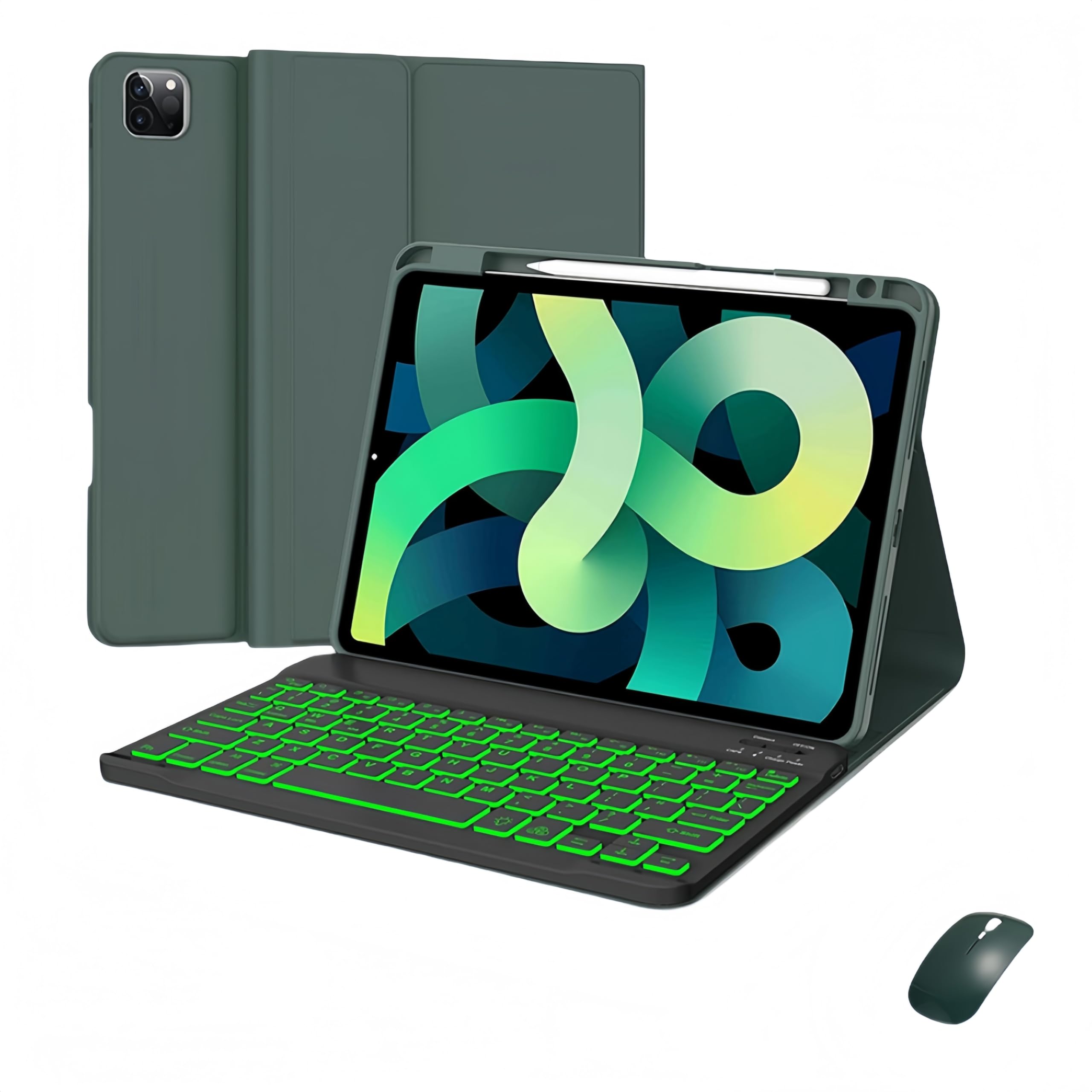 Etui clavier iPad 9 8 7 gen avec souris et rétroéclairage 7 couleurs - 8
