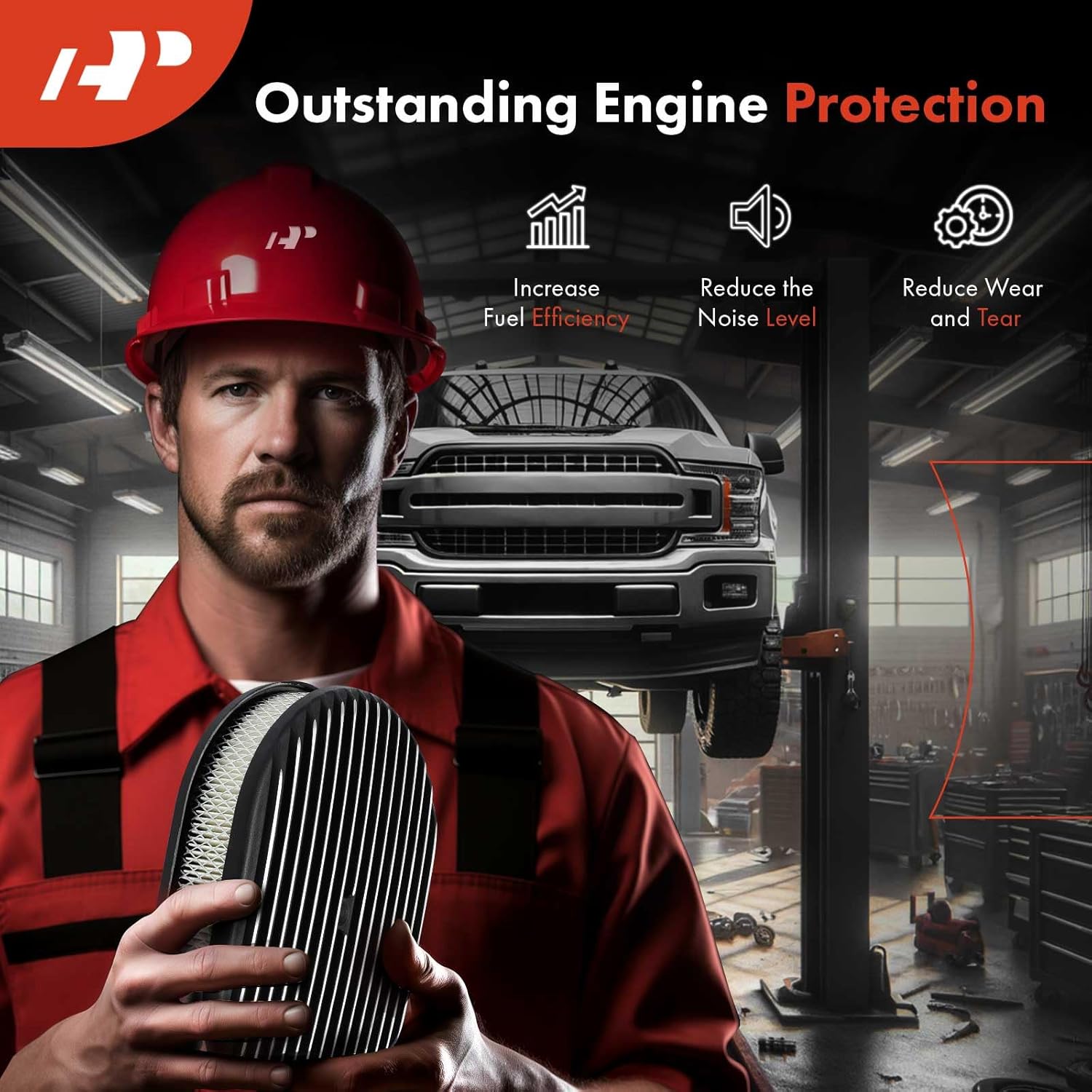 A-Premium Universal Air Cleaner Filter Assembly - 12" x 2", Oval Red Chrome Air Cleaner - Fit For 5-1/8" Carburetor Neck