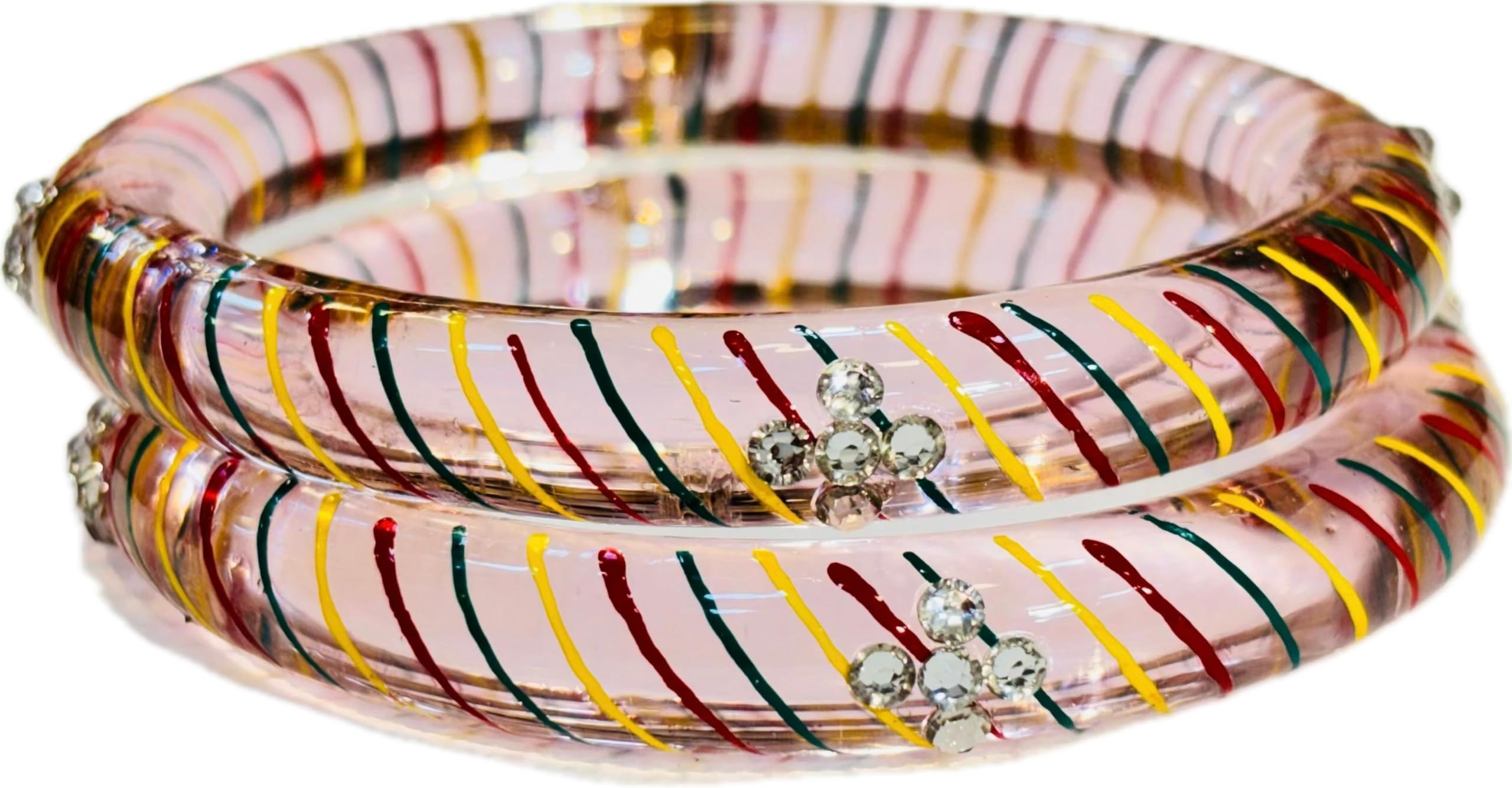 Gass Bangle With Lehriya Painting Stone Work For Womens By Pem Bangles (LIGHT PINK, 2.8) (B0DCJJFQ27) Amazon Price History, Amazon Price Tracker