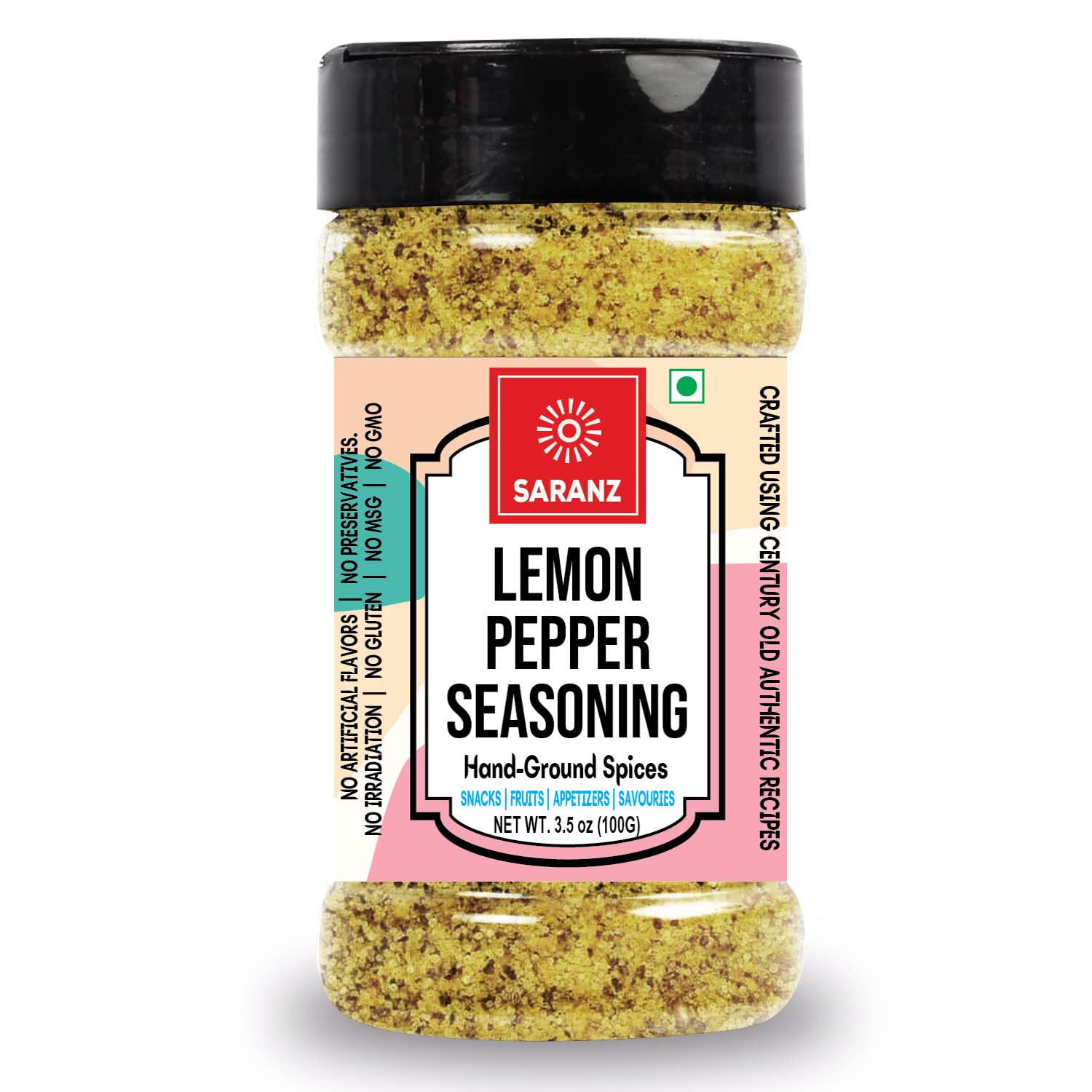 SARANZ Lemon Pepper Mix Authentic Seasoning | 100% Natural Indian Spice | Sprinkle on Veggies, Salads Etc | Flavorful Seasoning Blend | Fresh & Aromatic Spices (100 Grams Sprinkler Jar) (B09XDYPJMD) Amazon Price History, Amazon Price Tracker