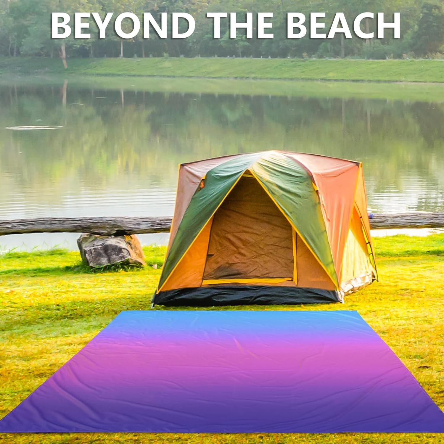AISPARKY Beach Blanket Waterproof Sandproof Extra Large, Oversized Beach Mat, Quick Drying&Compact&Lightweight, Picnic Blankets Vacation Essentials for Outdoor Beach Camping (79" X 108" (6 Person))