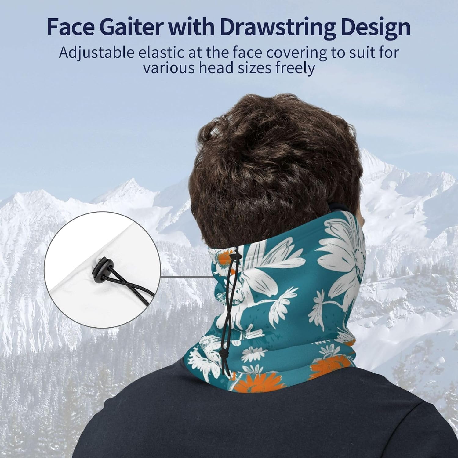 Winter Neck Warmer for Men Women, White Daisy Neck Gaiter UV Sun Protection Face Mask Windproof Cold Weather Face Cover Thermal Ski Mask Scarf for Outdoor Sports Bandana