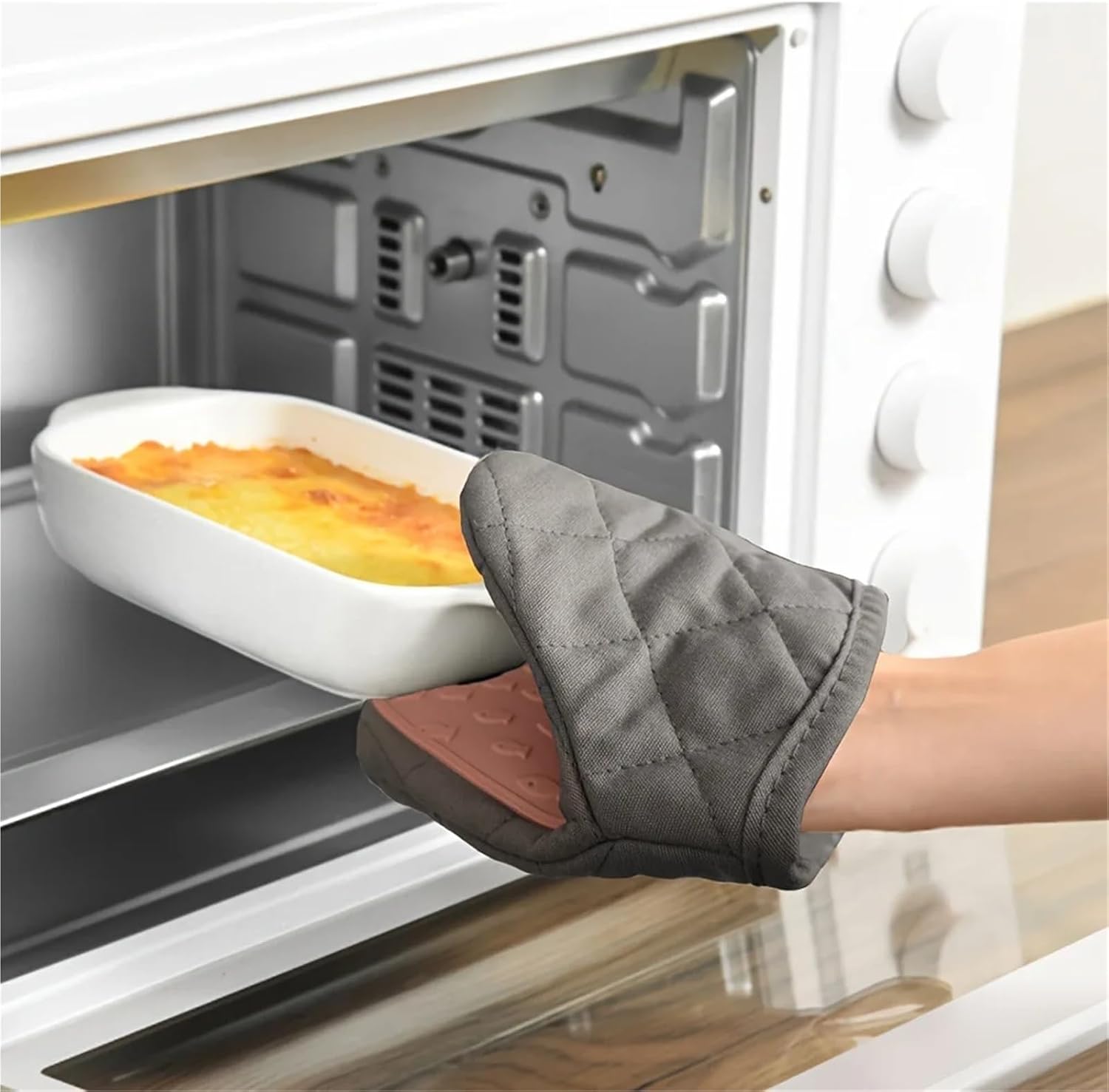 1Pc Fish Shaped Anti Scald Oven Gloves Kitchen Silicone Tray Dish Holder Multi-Purpose(Gray-1)