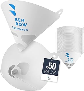 BenBow Lacksieb 280µ x 50 Stück - Einweg-Papierfilter mit Nylongewebe - zum Filtern von Lacken und Farben vor Verunreinigungen